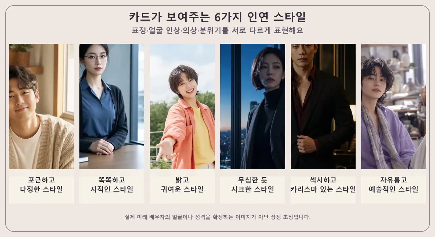 서로 다른 개성과 분위기를 보여주는 여섯 가지 미래 배우자 상징 초상
